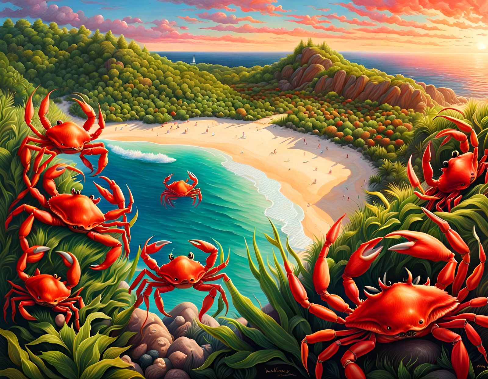 Christmas Island Crab Rave in Colored Pencil