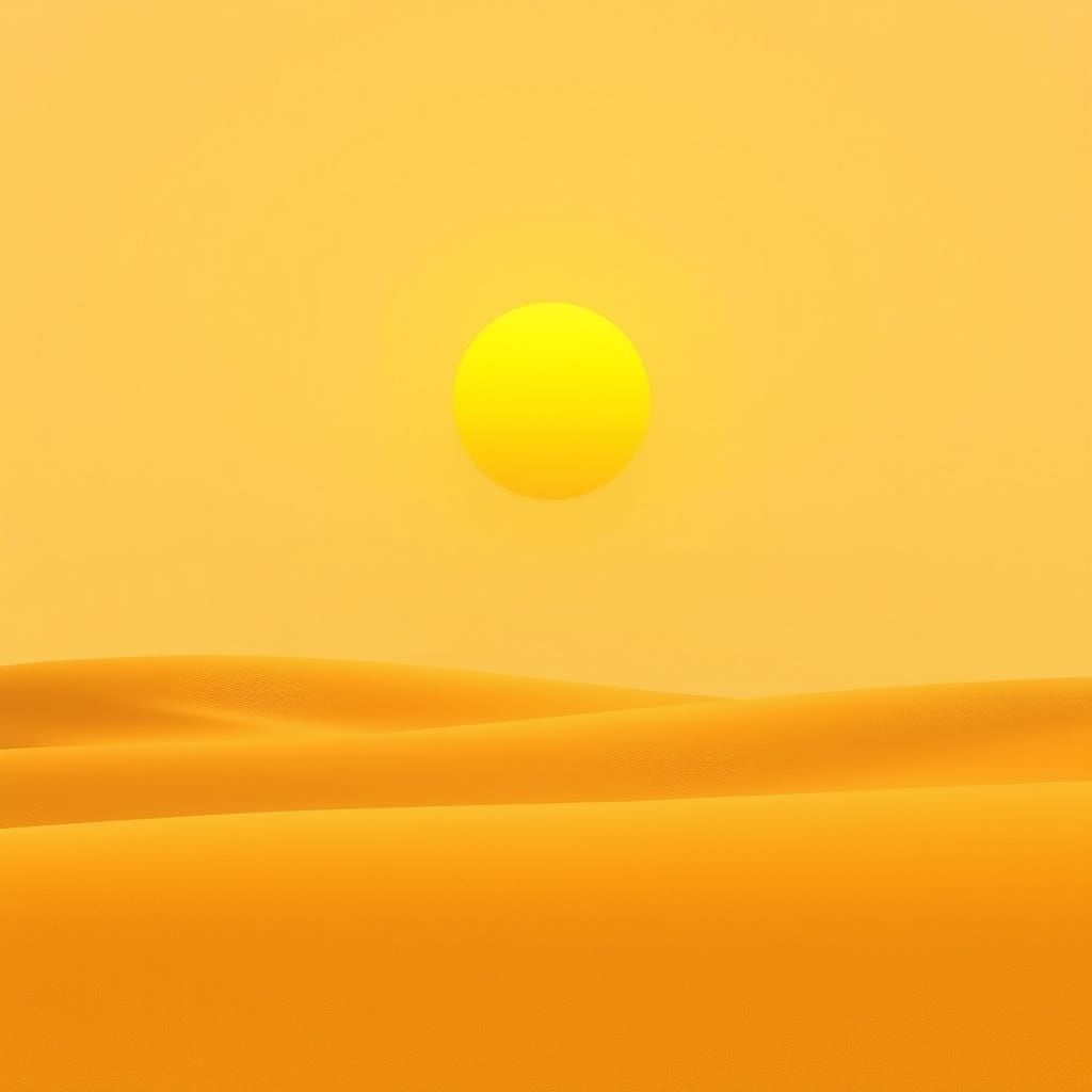 Minimalist Yellow Sun Over Golden Sand