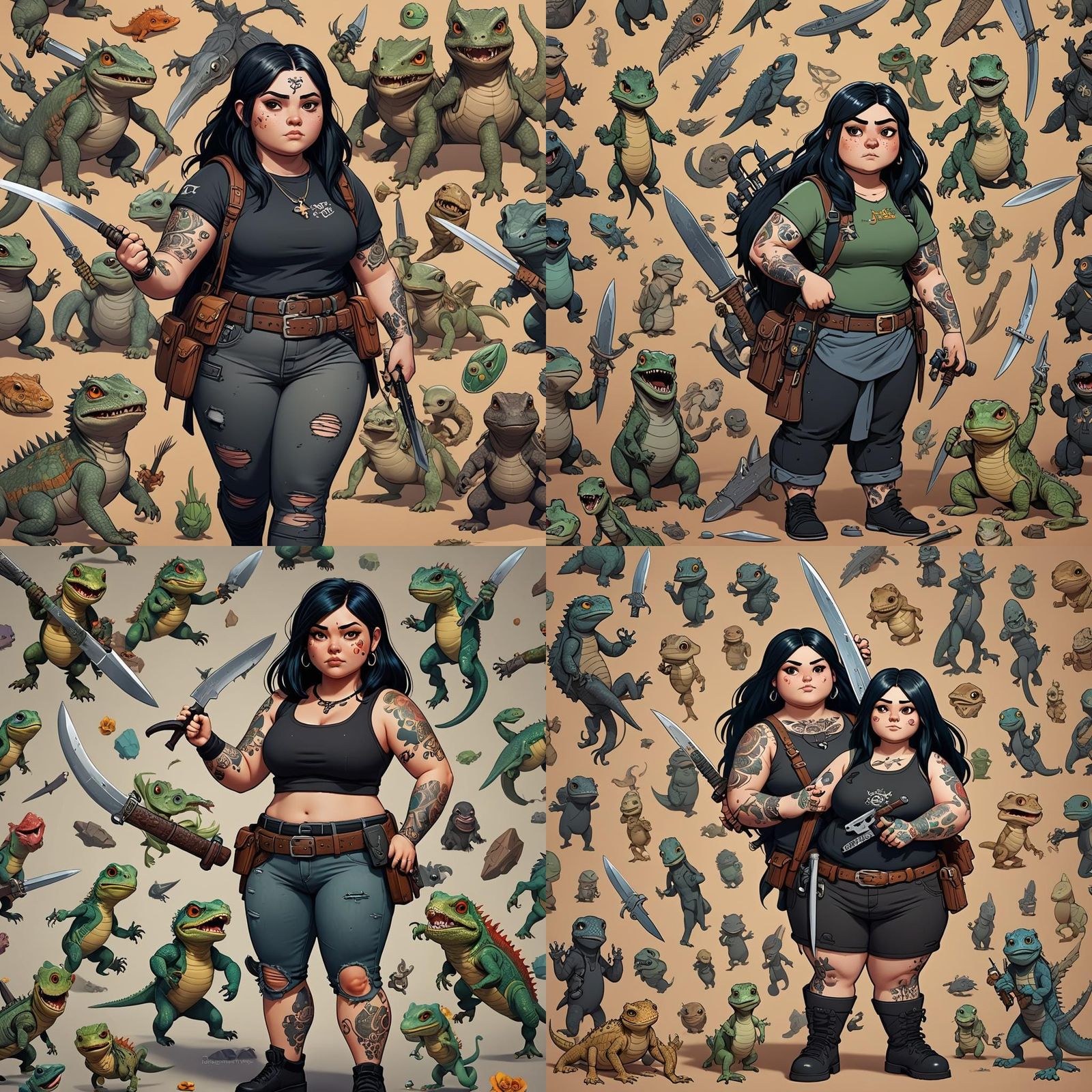 Gothic Girl with Reptiles: 3D Cartoon Animation