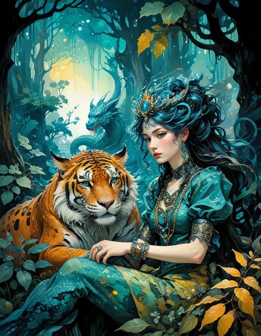 Ethereal Merfolk Warrior in Art Nouveau-Inspired Armor