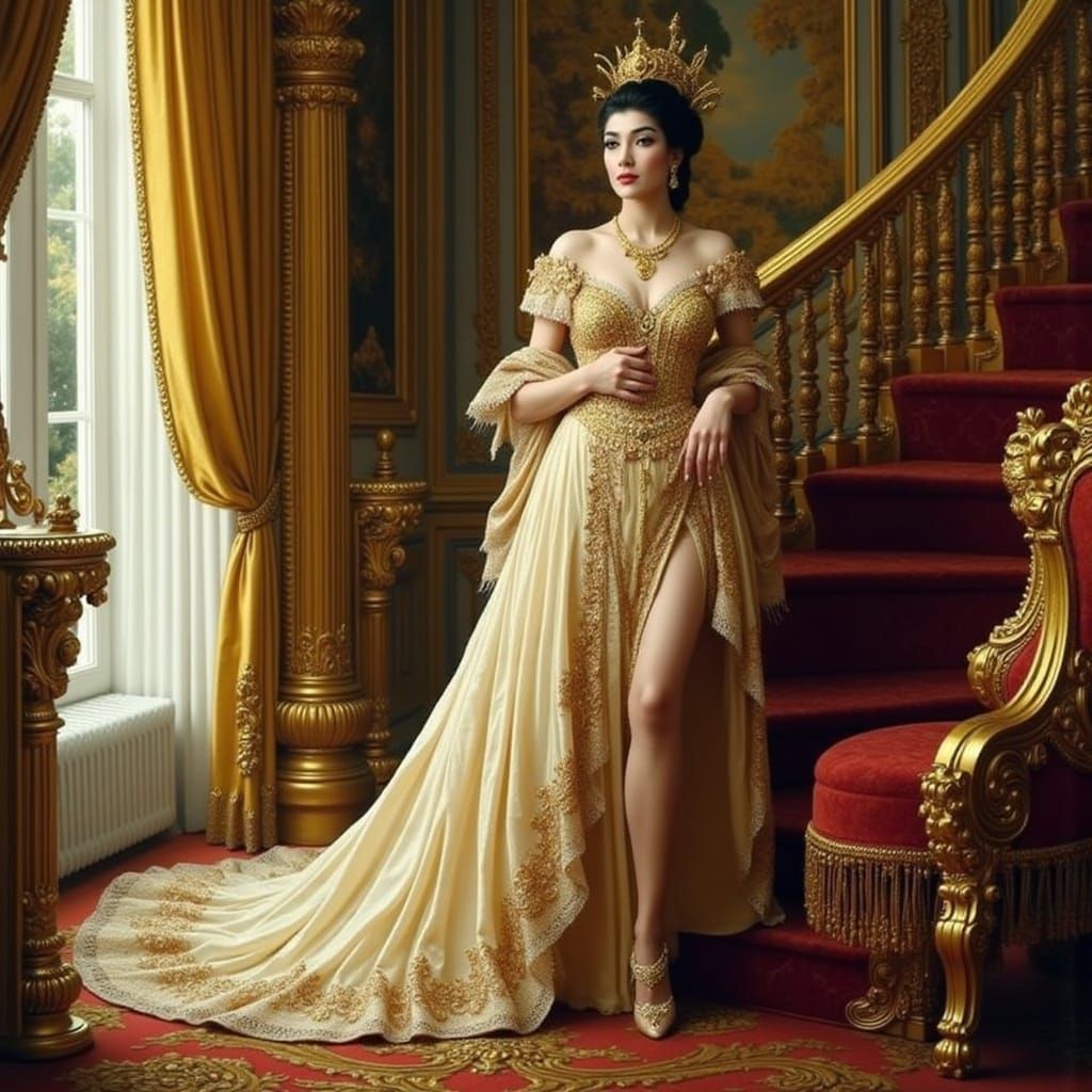 Baroque Goddess in Opulent Attire