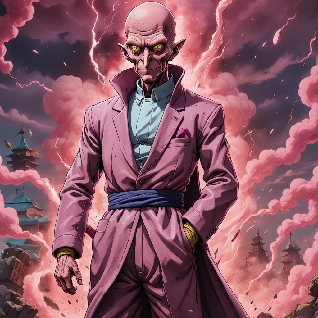 Mr. Burns as Majin Buu in Anime Style