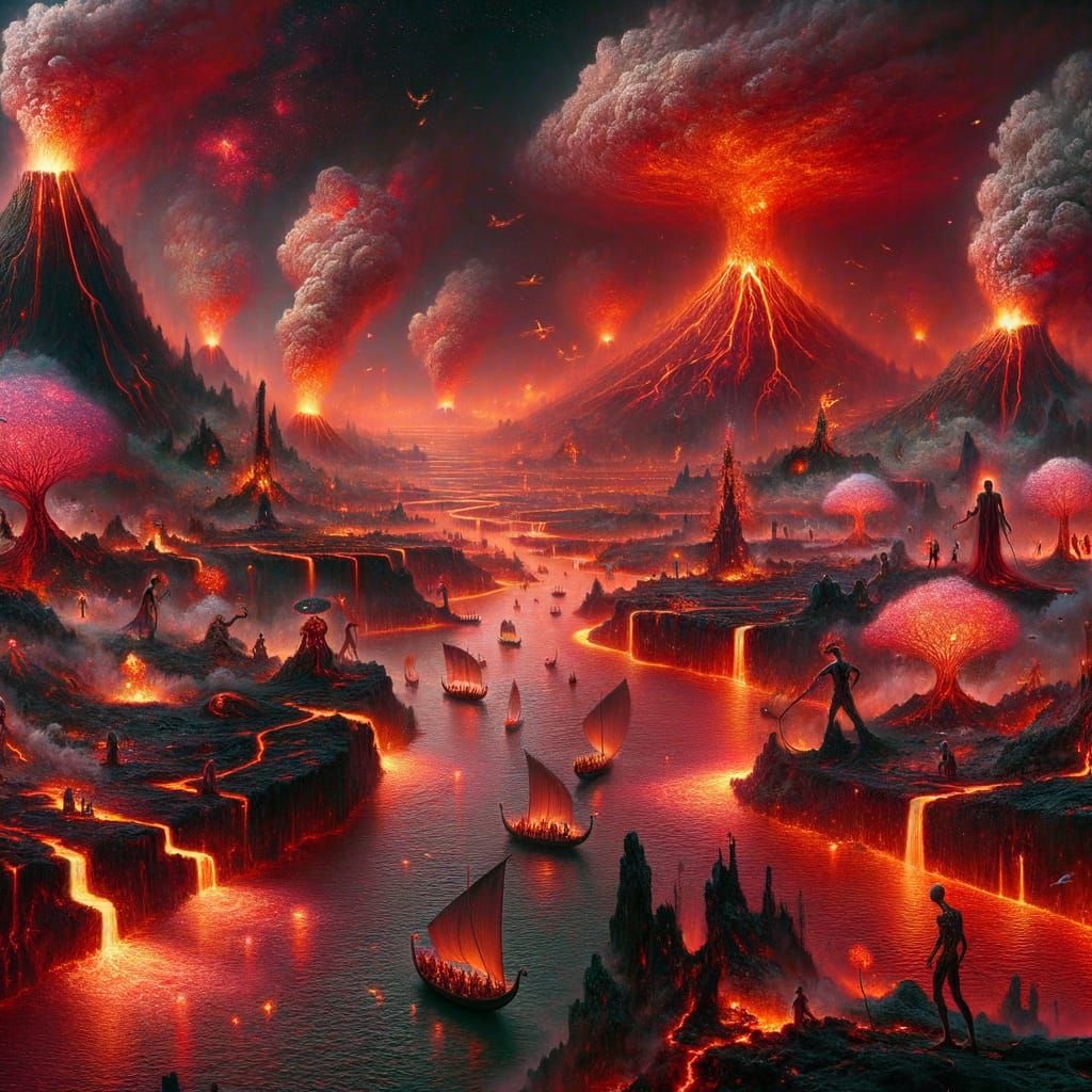 Volcanic Planet of Fire Nymphs and Obsidian Ships