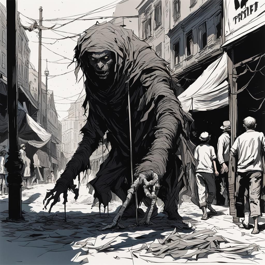 Shadowy Creature Creeps Through Street Fair