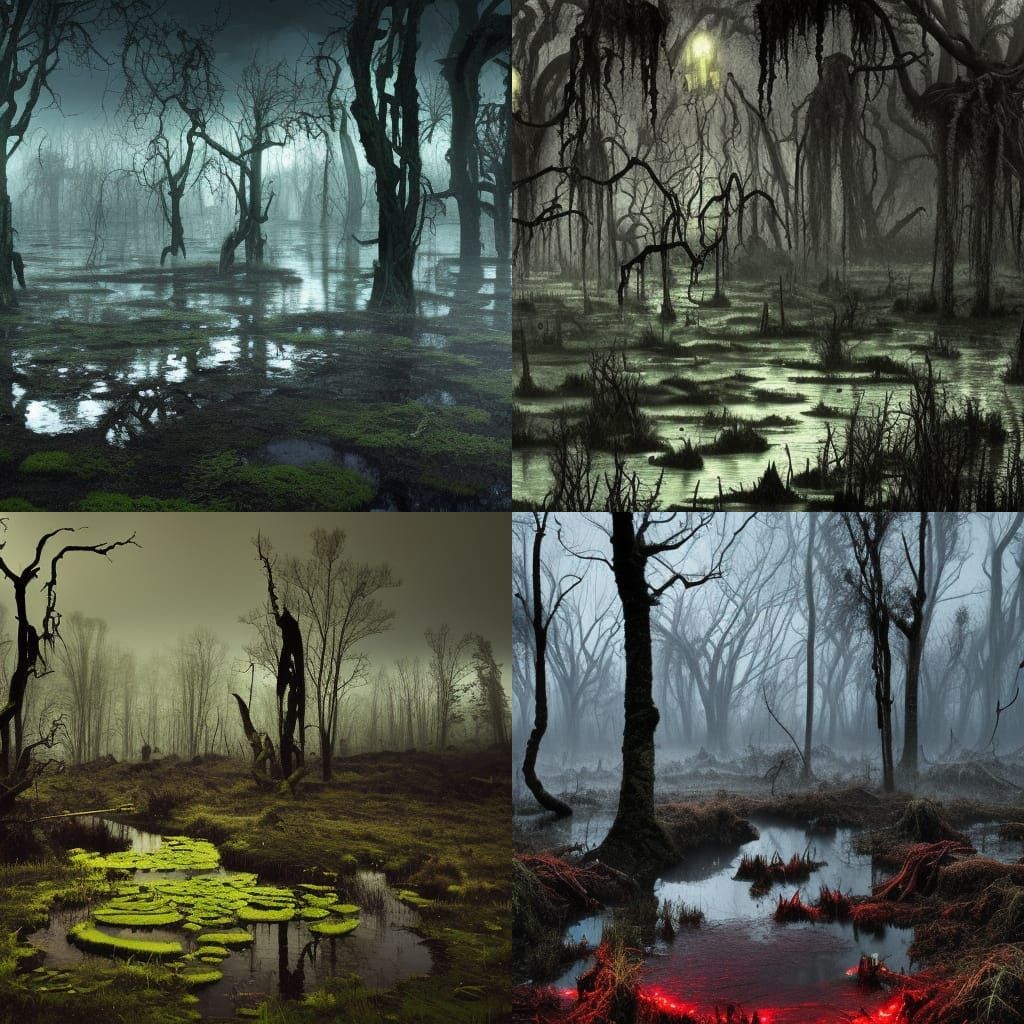 Necromancer Kingdom in a Rotting Swamp: Dark Fantasy