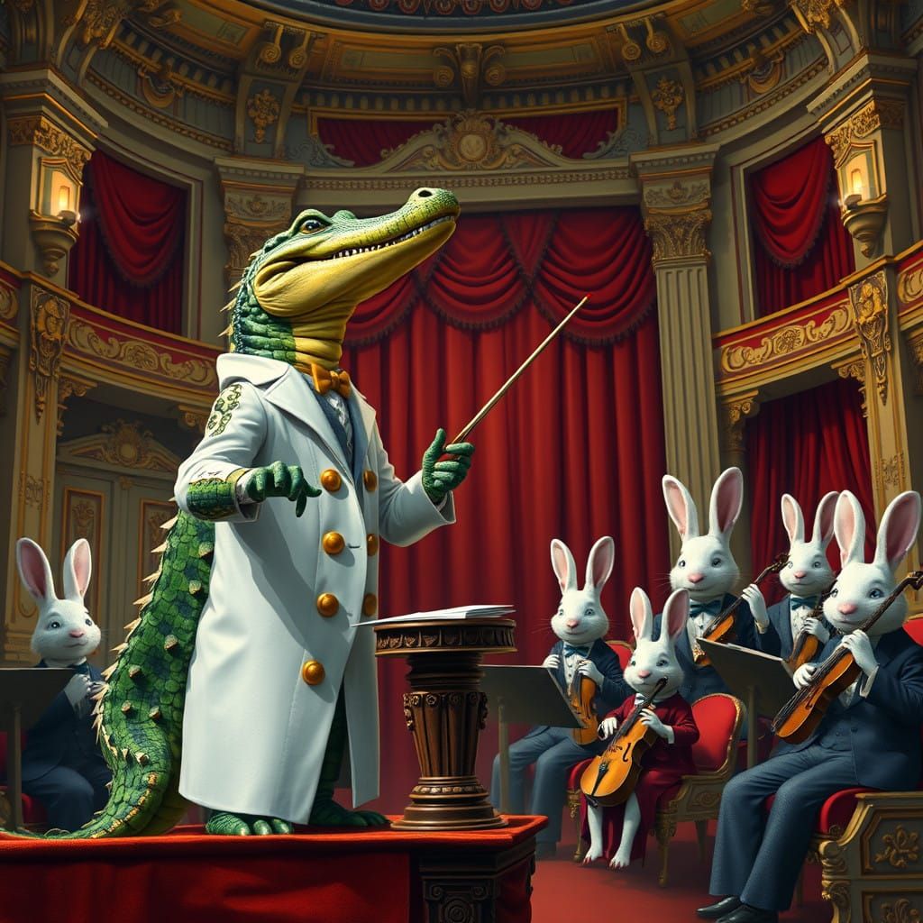 Crocodile Maestro Conducts Whimsical Orchestra