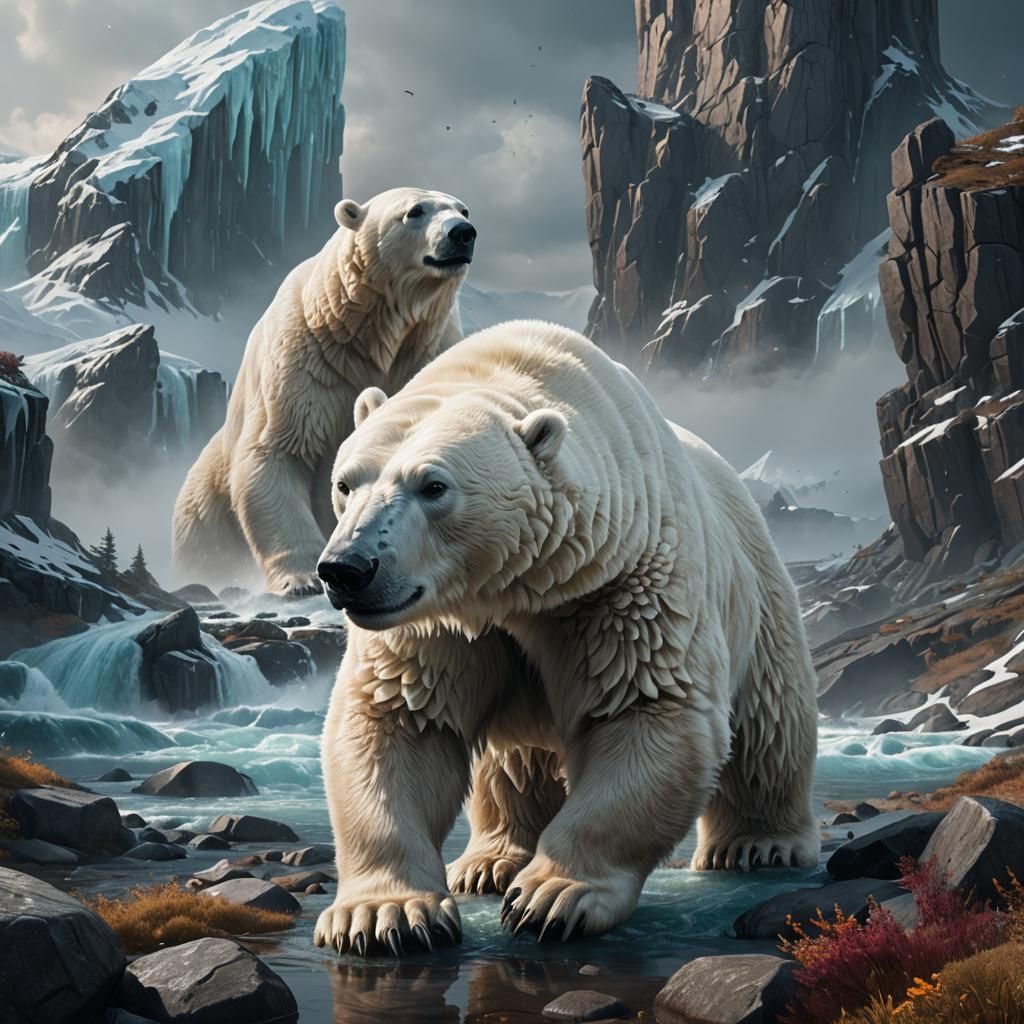 Detailed Matte Painting of a Polar Bear