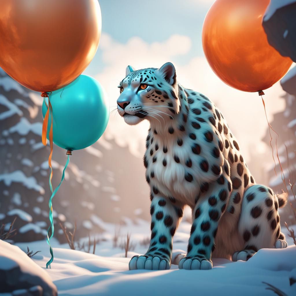 A balloon animal snow leopard