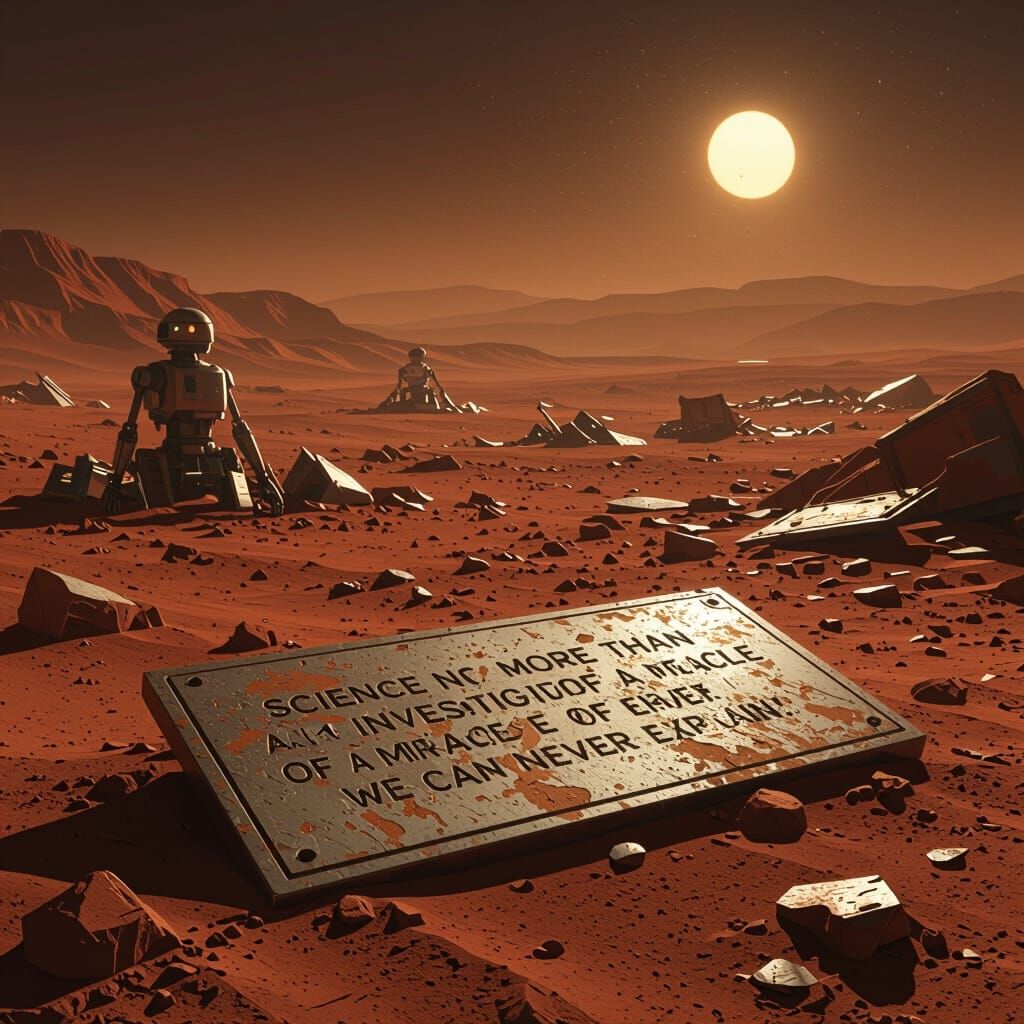 Desolate Martian Landscape with Philosophical Quote