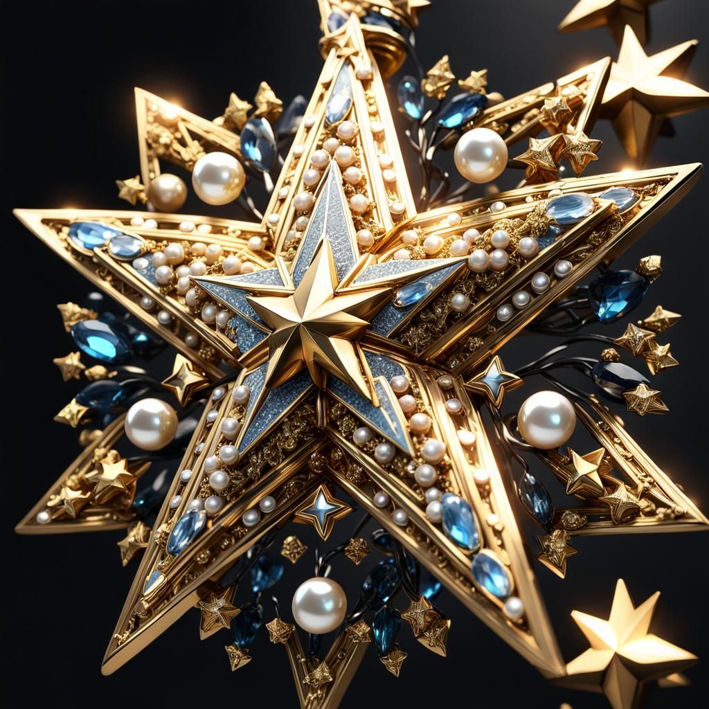 Dazzling Gold Star Encrusted with Jewels