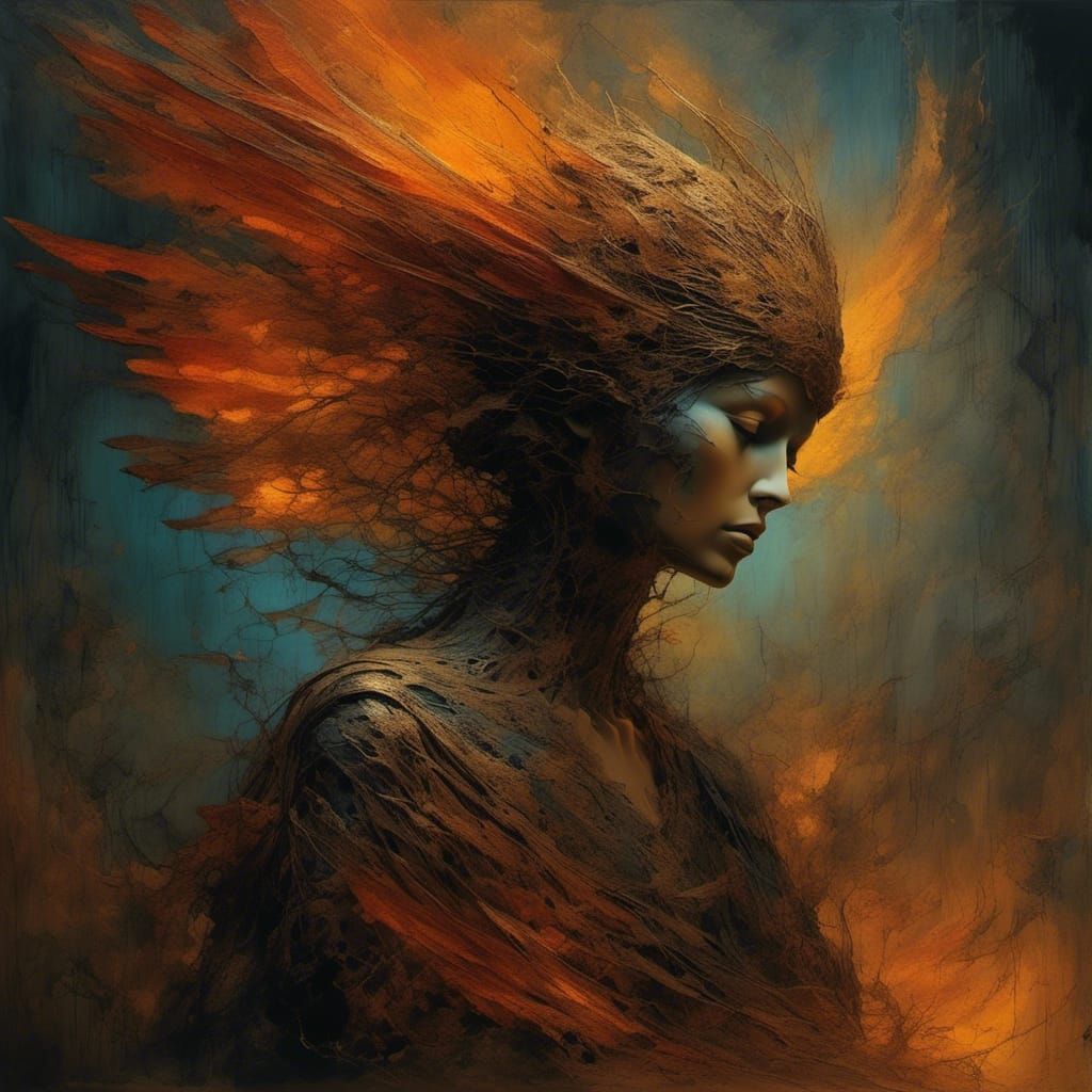 Fiery Moth Dances in Surreal Dreamscape