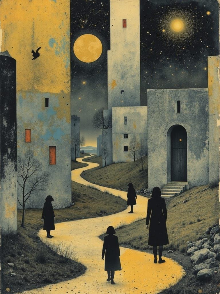 Dreamlike Winding Road in Surrealist Style