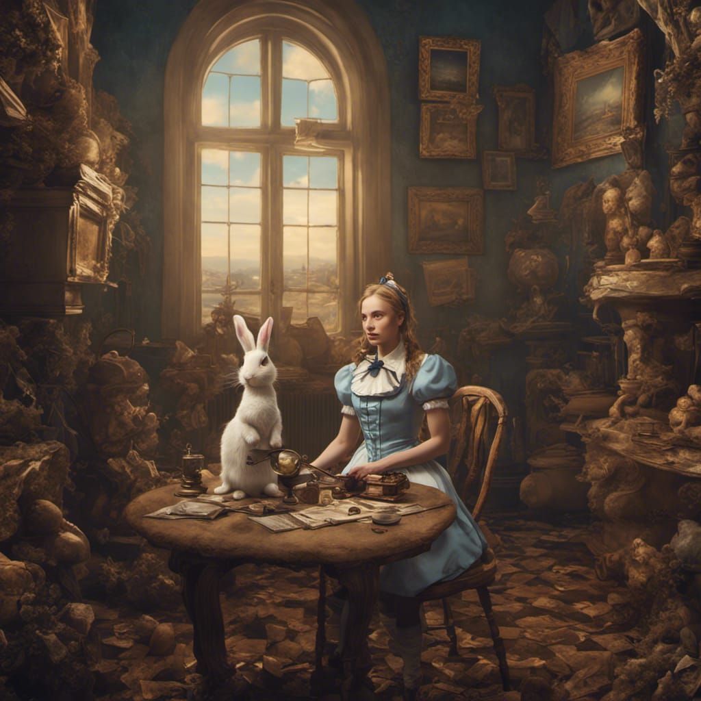 Alice in Wonderland as Mona Lisa Painting