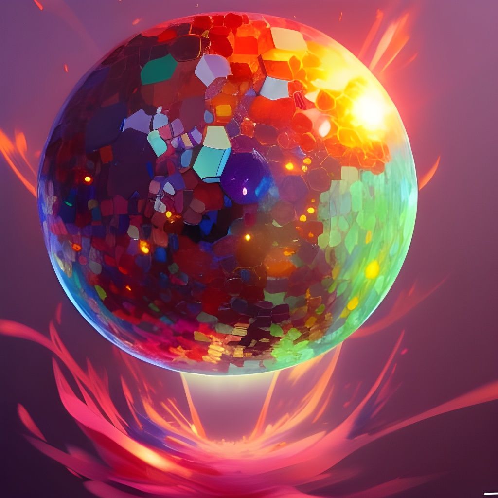 Colorful Crystal Sphere Digital Art