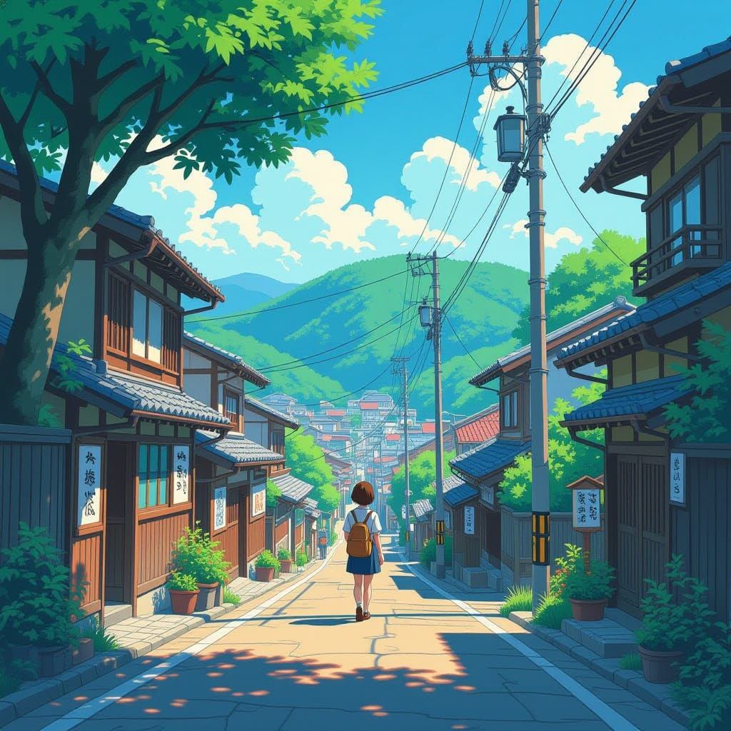 Studio Ghibli Anime Key Visual: Deep Color Landscape