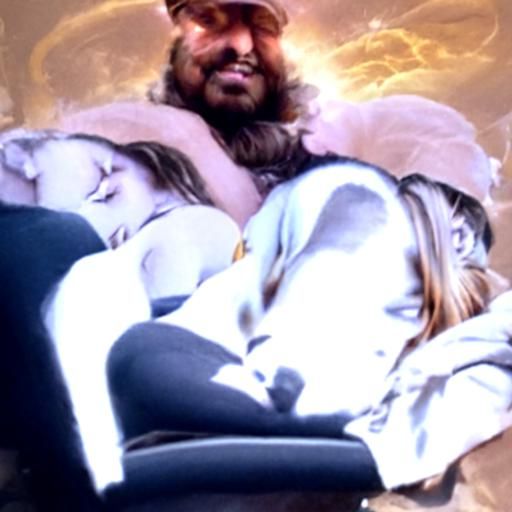 Man Sleeping on Girl's Lap in Divine Light