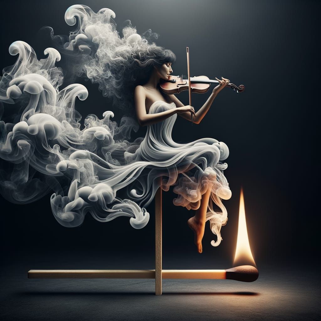 Ethereal Smoke Violinist on Matchstick
