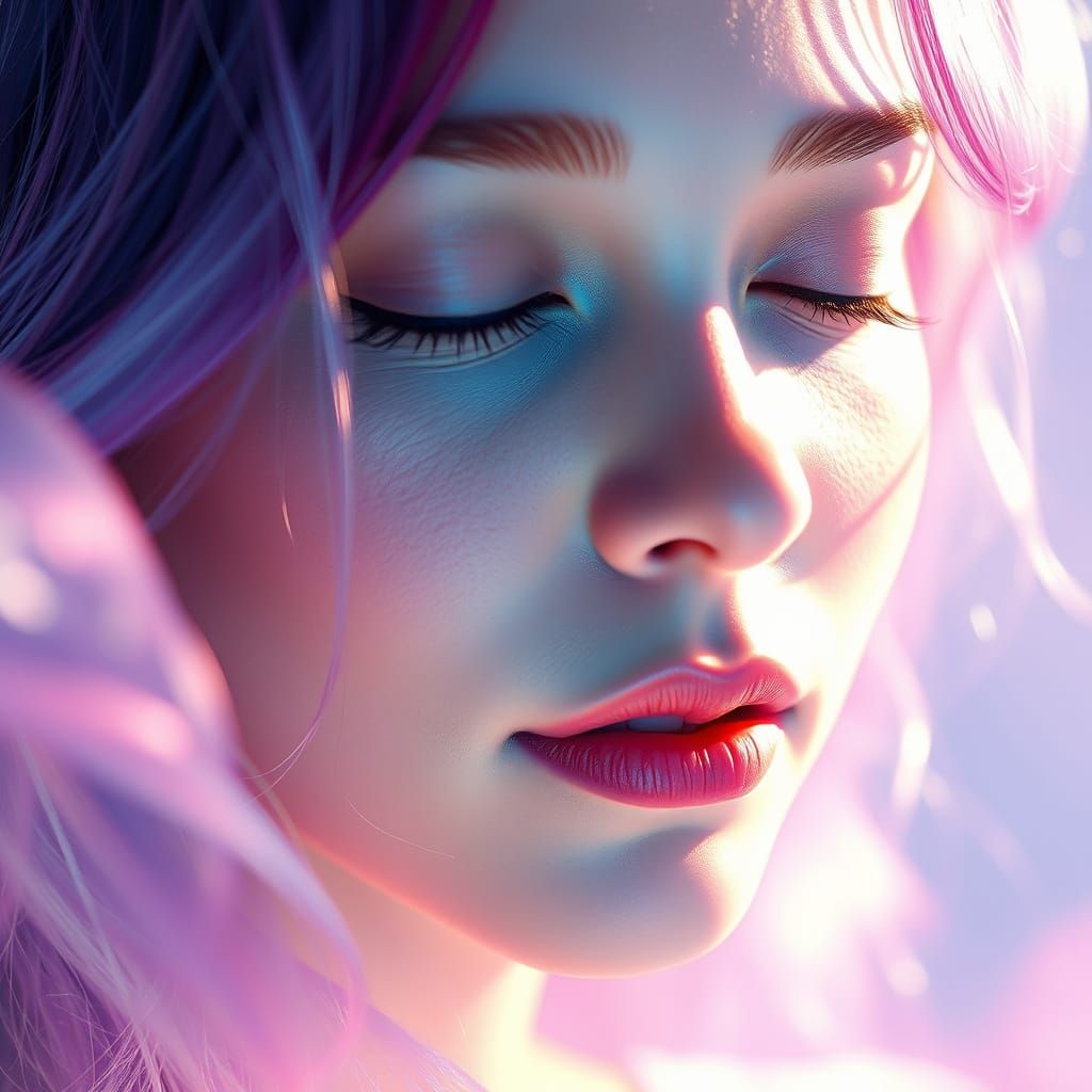 Dreamy Hyperreal Portrait in Soft Pastel Hues