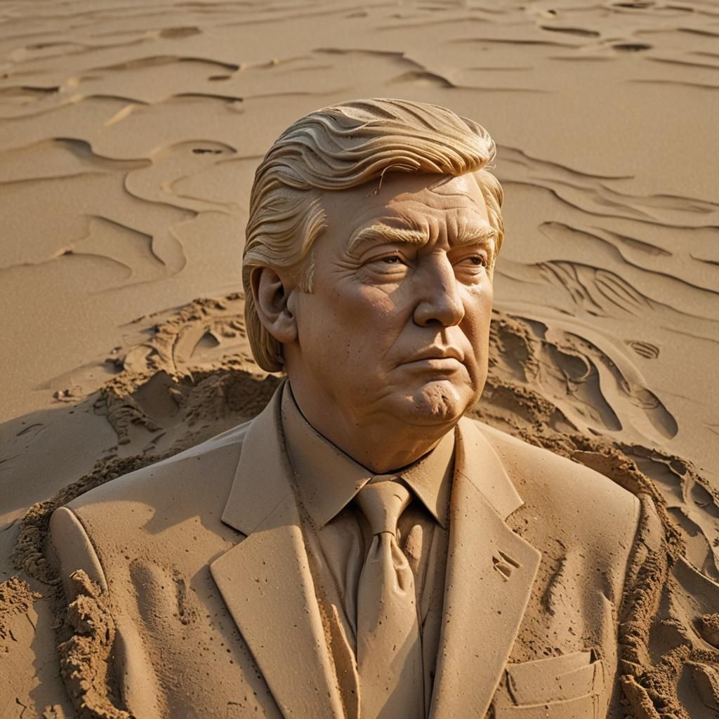Hyper-Realistic Sand Sculpture of Donald Trump