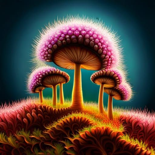 Enchanted Forest: Mushrooms, Flowers, Cottage