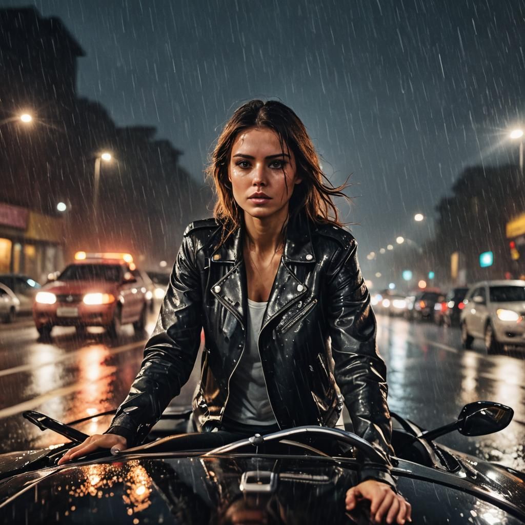 Nighttime Sports Car Scene in Cinematic HDR Style