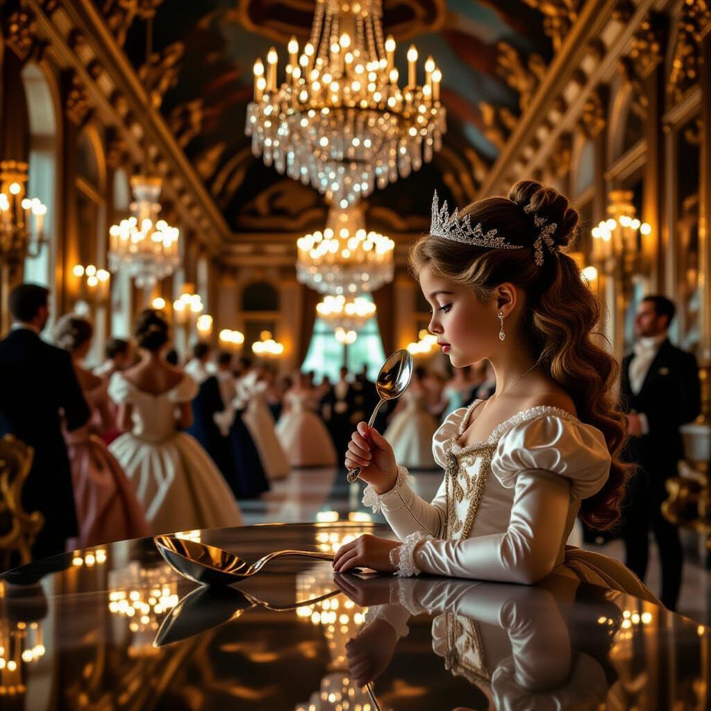 Princess Reflects in Spoon at Louis XIV Ball