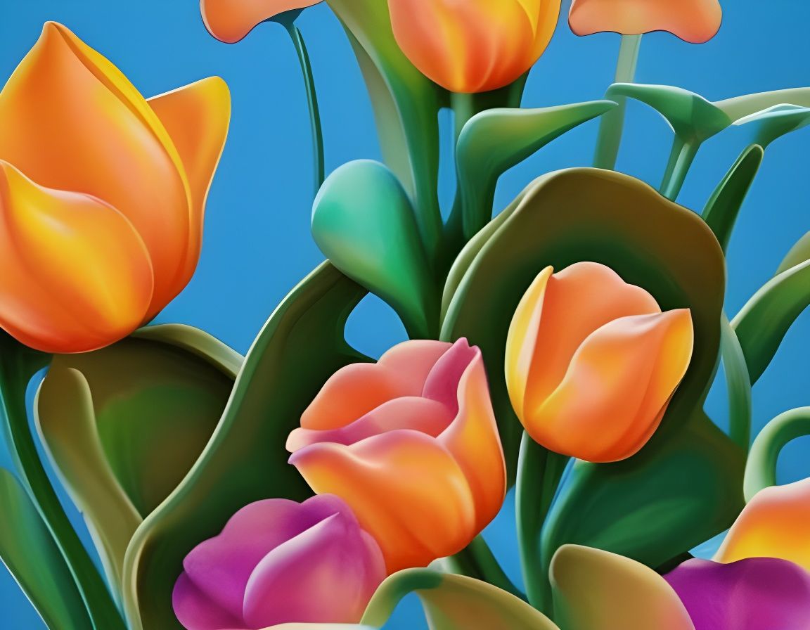 Ceramic Tulips and Teacups in Photoillustration