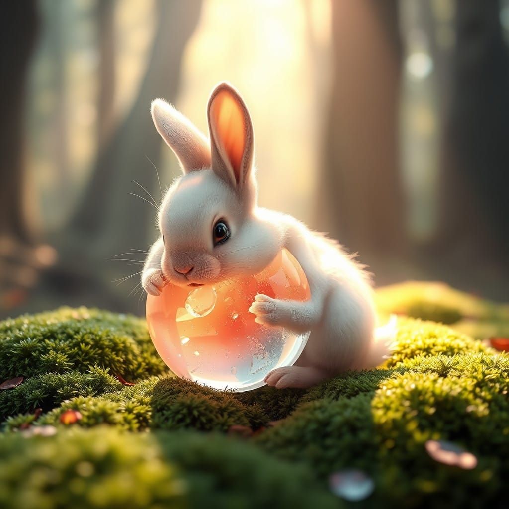 Delicate Crystal Apple Scene in Whimsical Forest