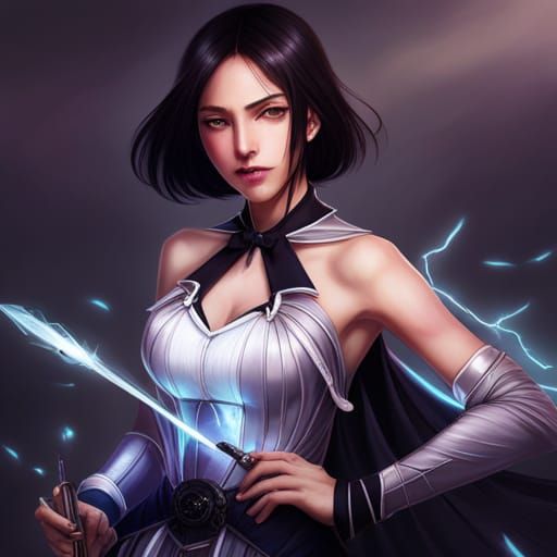 Lightning Dress Portrait with Black Butterfly