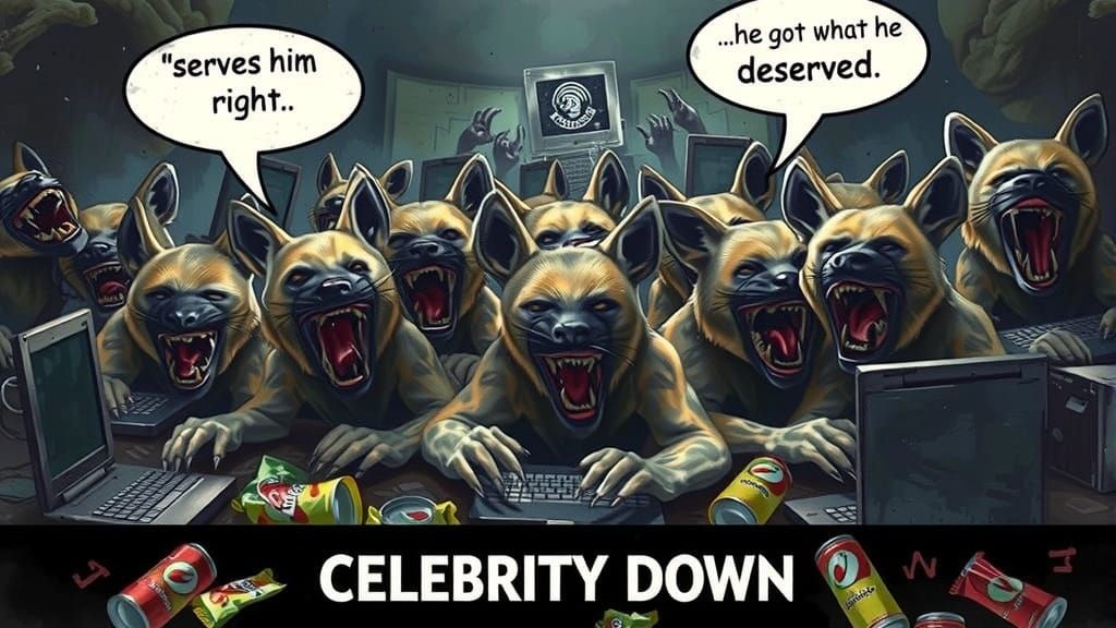 Hyenas Cyberbullying Laptops in Dark Digital Art