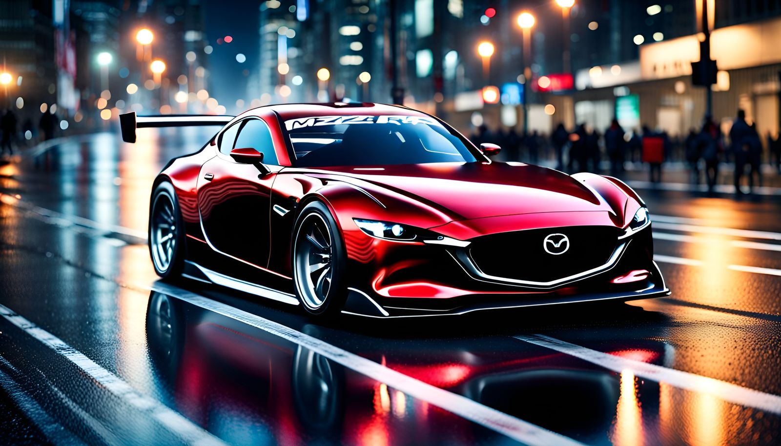 Futuristic Mazda RX-9 Races Through Snowy Metropolis