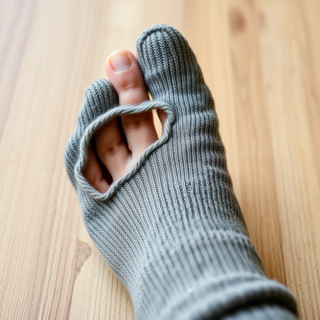 Worn Sock with Hole Showing Big Toe