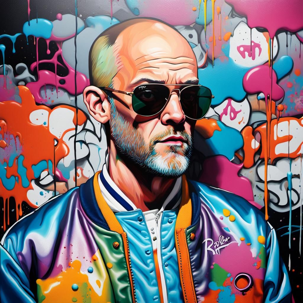 Young Man in Padded Room: Graffiti Art Style