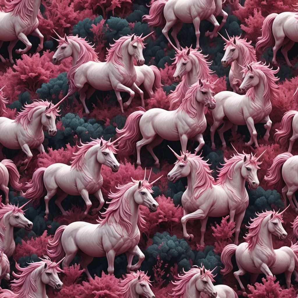 Pink Fluffy Unicorns in Detailed Fantasy Art