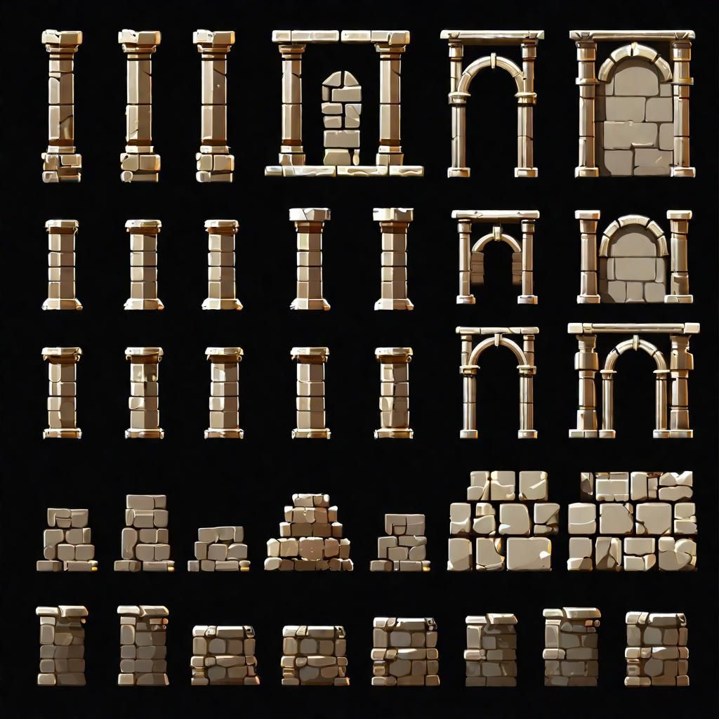 Rundown Ruins Dungeon Tile Set for Modern Game