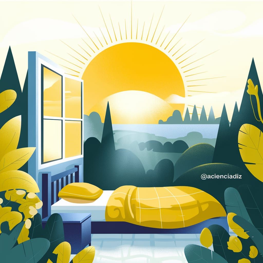 Inviting Sunrise Illustration Over Serene Landscape