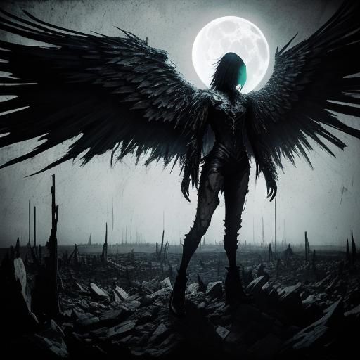 Figure with Shattered Wings in Abstract Expressionism