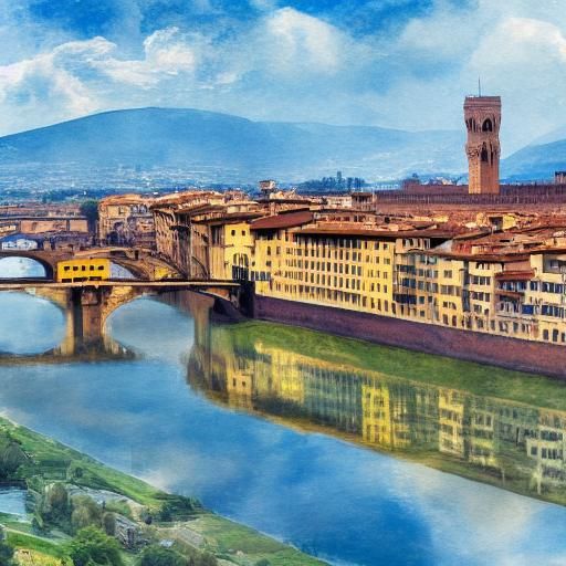 Florence Italy: Gouache Style Impressionist Painting