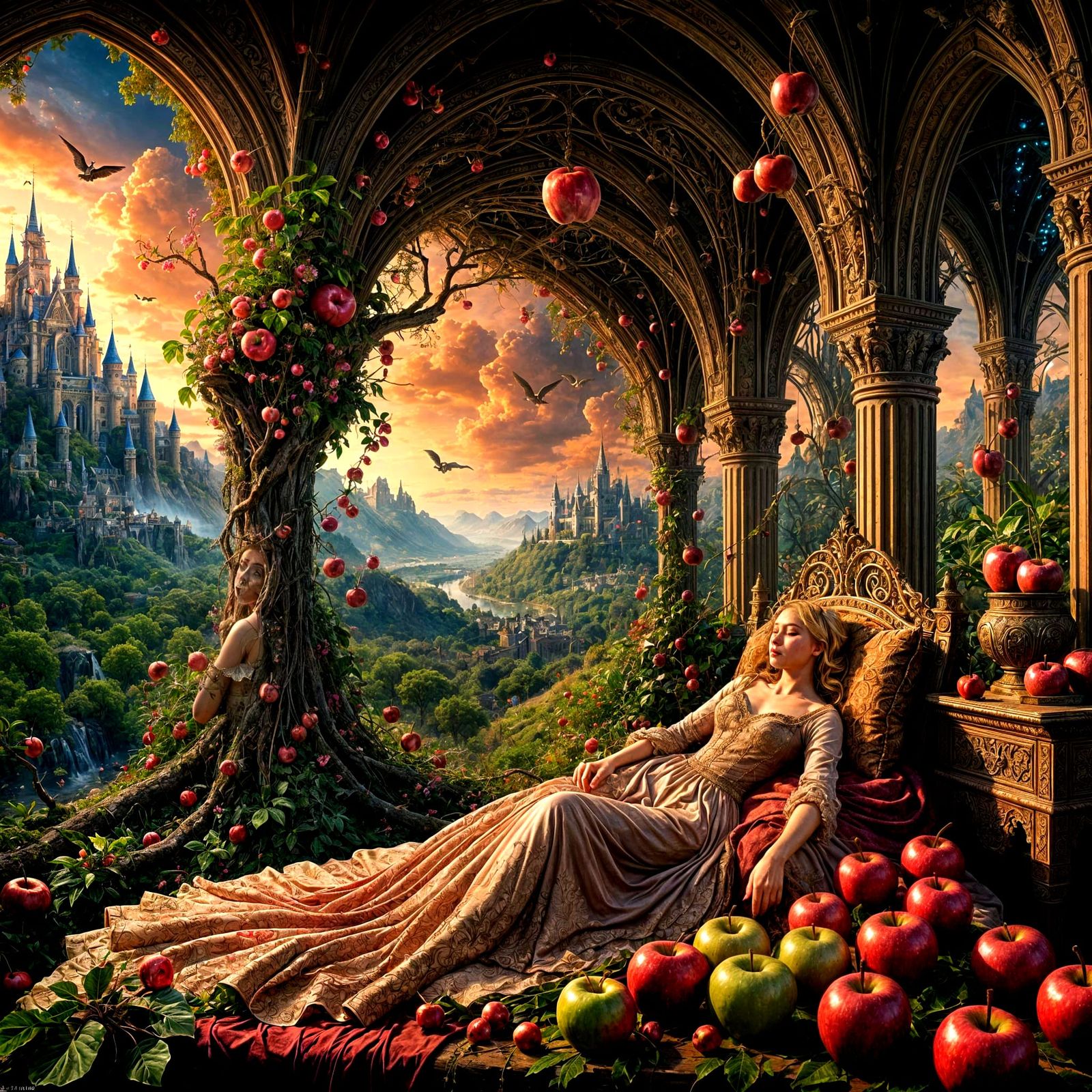 Sleeping Beauty Surreal Dreamscape in Digital Matte Painting