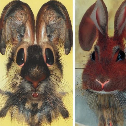 Surreal Rabbit Vampire Split Image