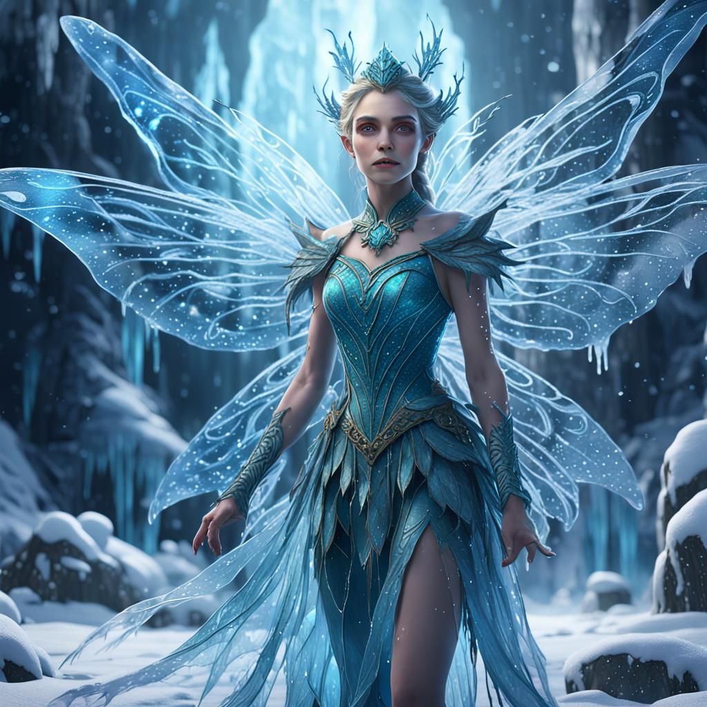 Detailed Ice Fairy Fantasy Concept Art