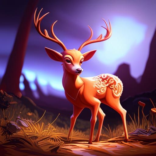 Bambi Deer in Dark Fantasy Style