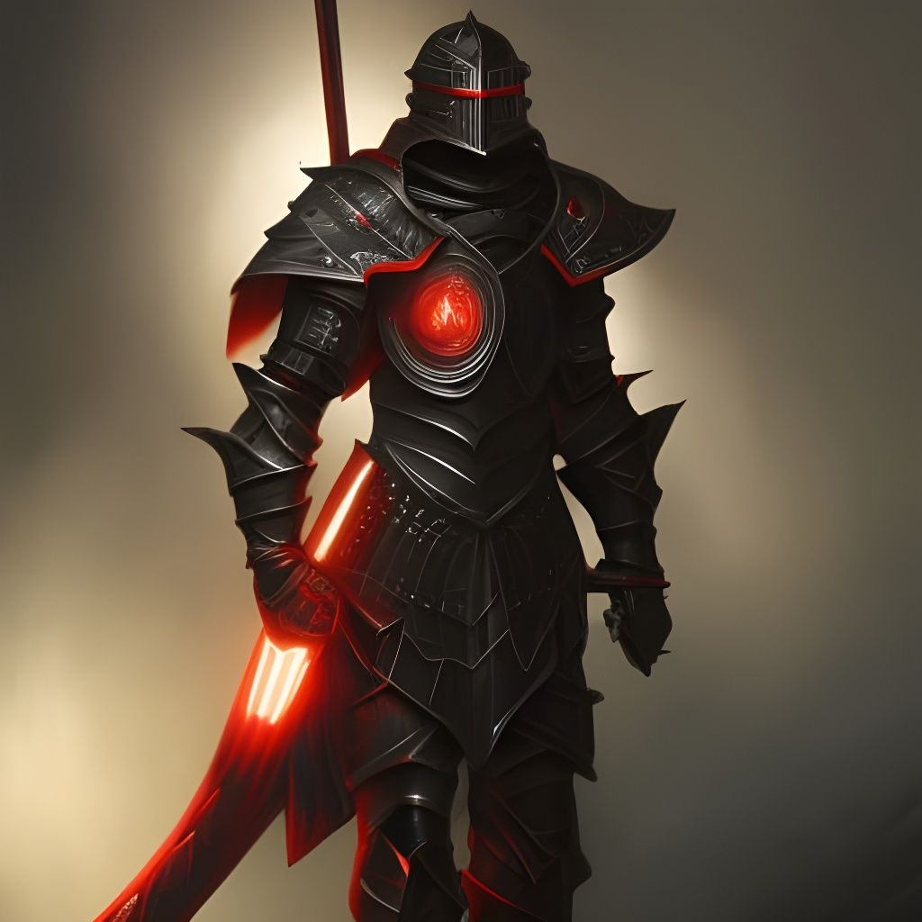 Hyperdetailed Black Knight with Red Crystal Swords