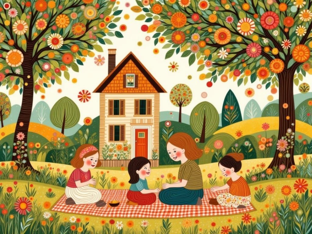 Whimsical Garden Scene in Fairytale Style