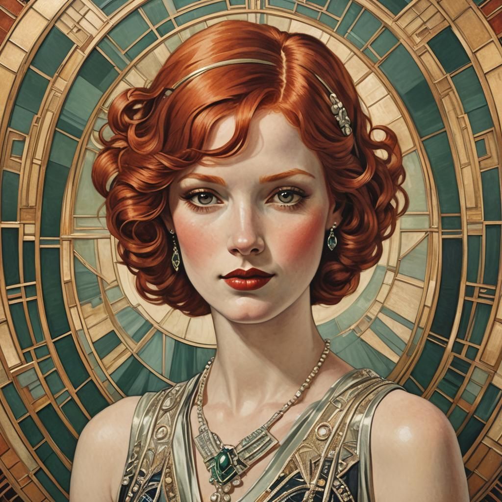 Redhead Art Deco Portrait
