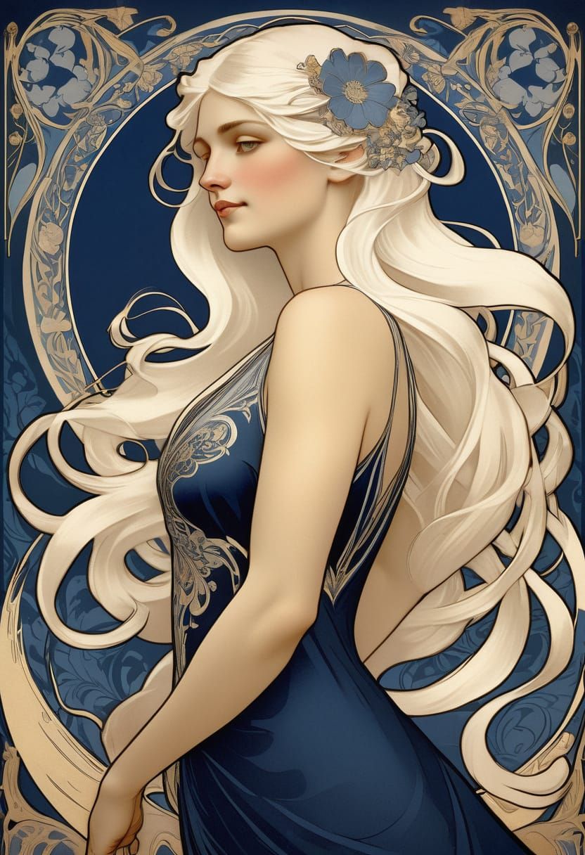 Elegant Woman in Art Nouveau Portrait