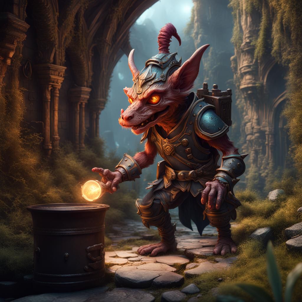 Detailed Kobold Artificer in Fantasy Concept Art