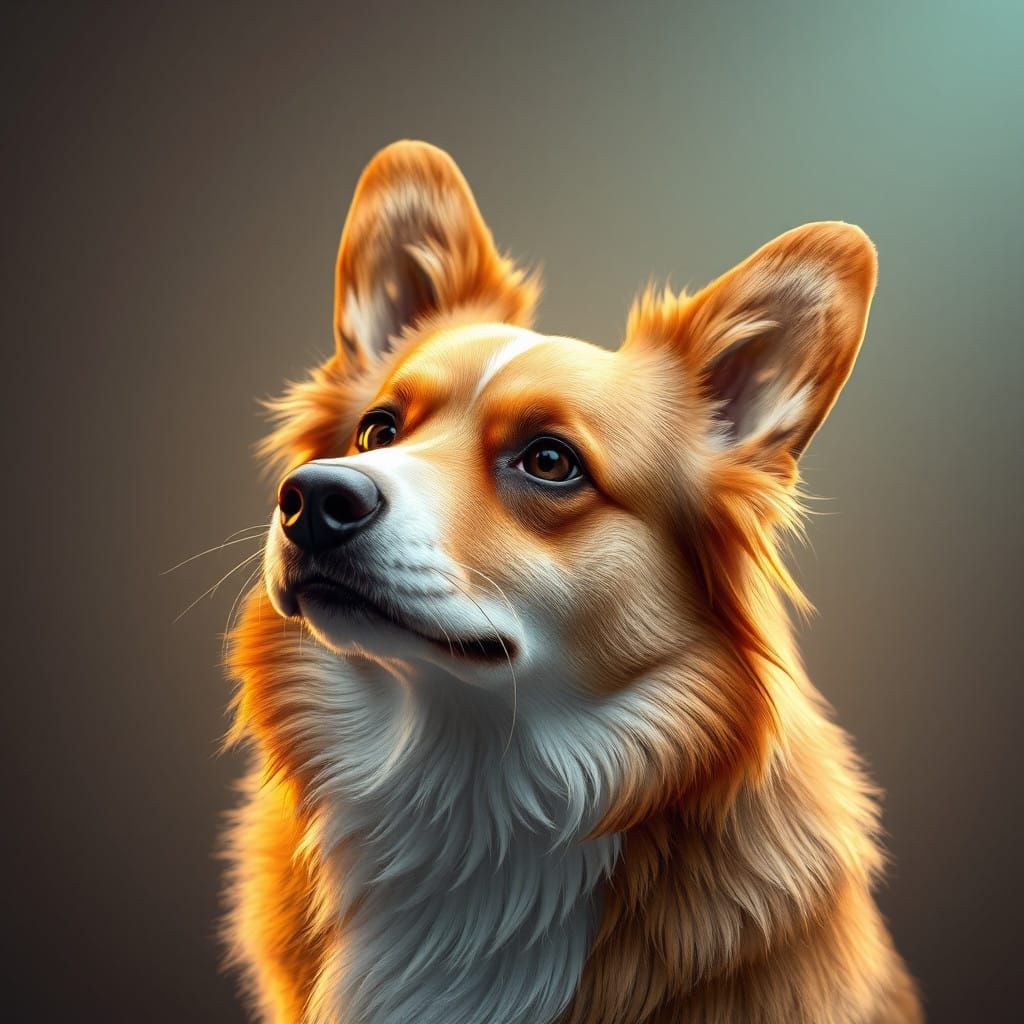 Regal Corgi Portrait in Vibrant, Hyper-Realistic Detail