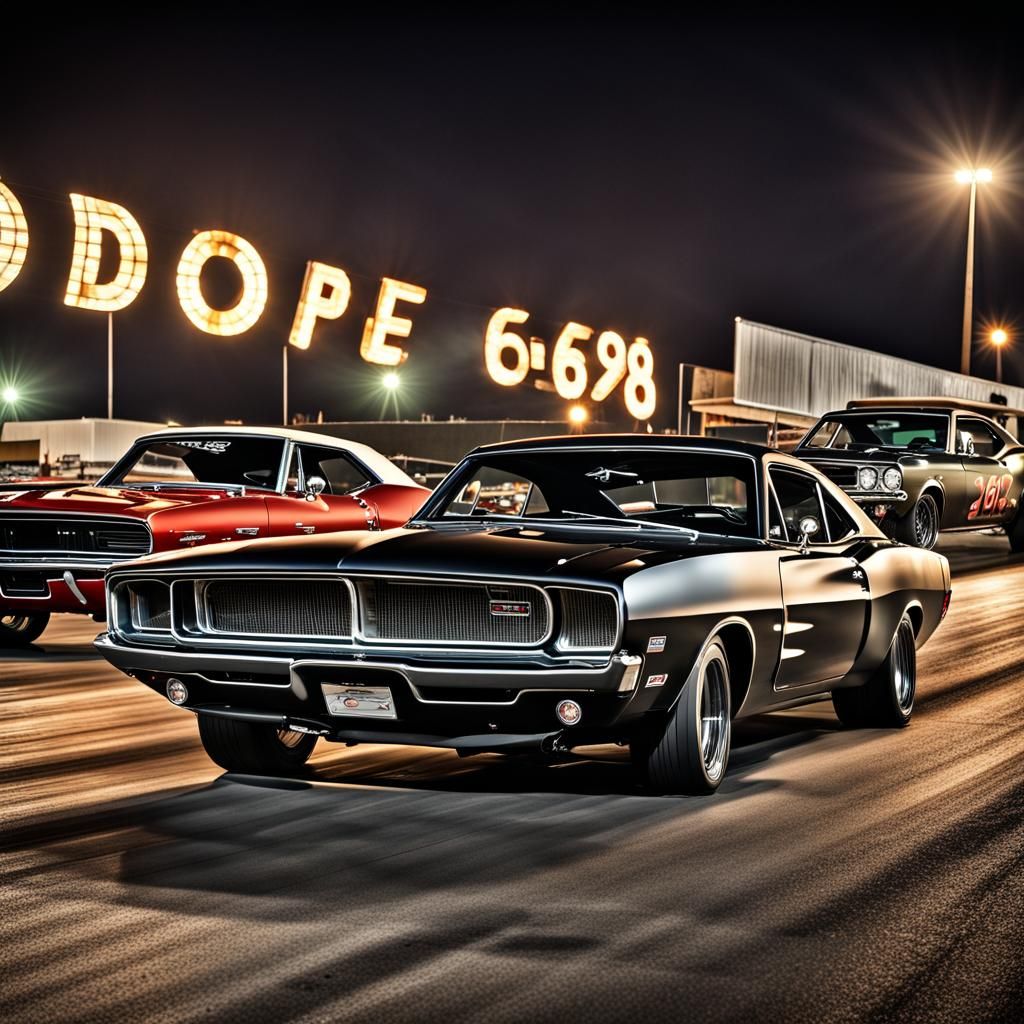Dodge Charger vs Mustang Drag Race at Night
