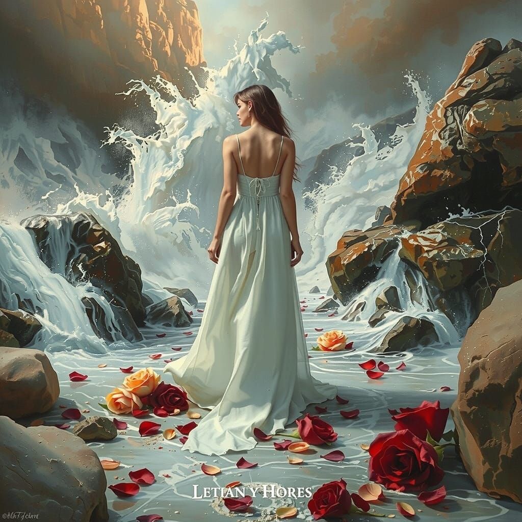 Emotional Landscape with Woman in Art Nouveau Style